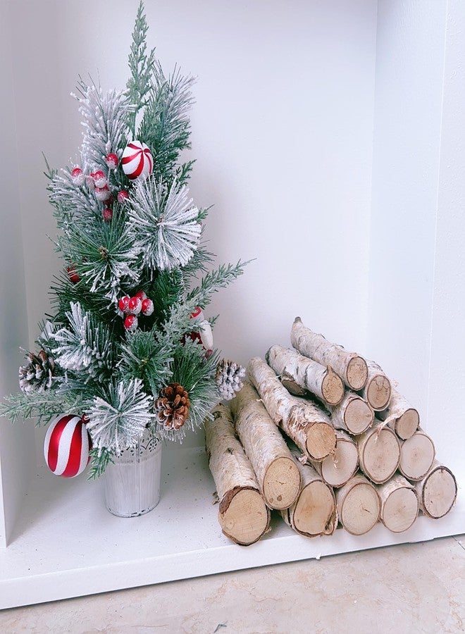 Egolot Tabletop Christmas Tree with Snow and Red White Balls for Home Decoration, Small Xmas Desk Tree for Indoor Outdoor, Red Berries Pinecone Small Tree - Image 5